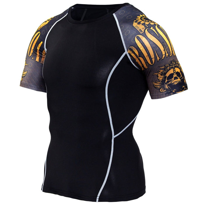 Splicing Sleeve Fitness Men Wolf Skull