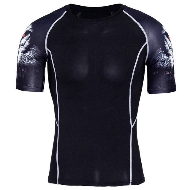 Splicing Sleeve Fitness Men Wolf Skull