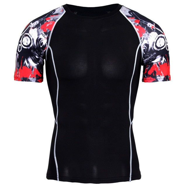 Splicing Sleeve Fitness Men Wolf Skull