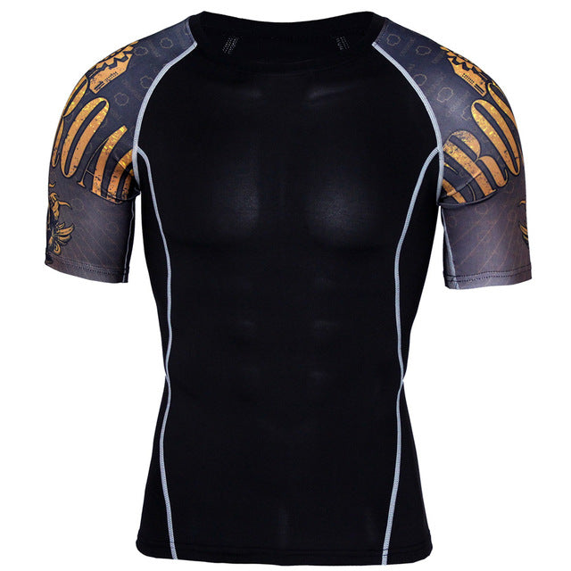 Splicing Sleeve Fitness Men Wolf Skull