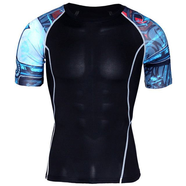 Splicing Sleeve Fitness Men Wolf Skull
