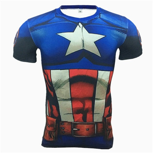 Captain America Print Fitness T-Shirt