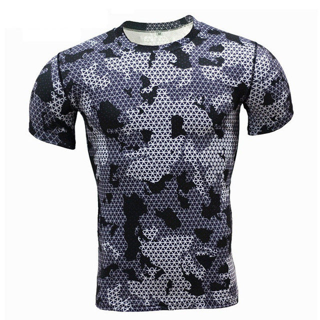 3D Printed Camo T-Shirts Men Fitness Compression
