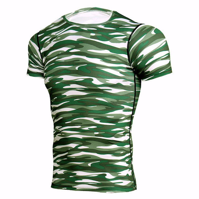 3D Printed Camo T-Shirts Men Fitness Compression