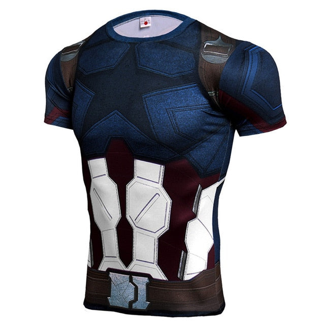 3D T-Shirts Men Compression Short Sleeve