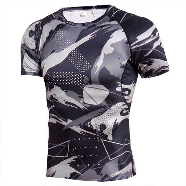 Bodybuilding Camouflage Black Compression T-Shirt