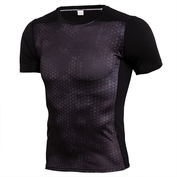 Bodybuilding Camouflage Black Compression T-Shirt
